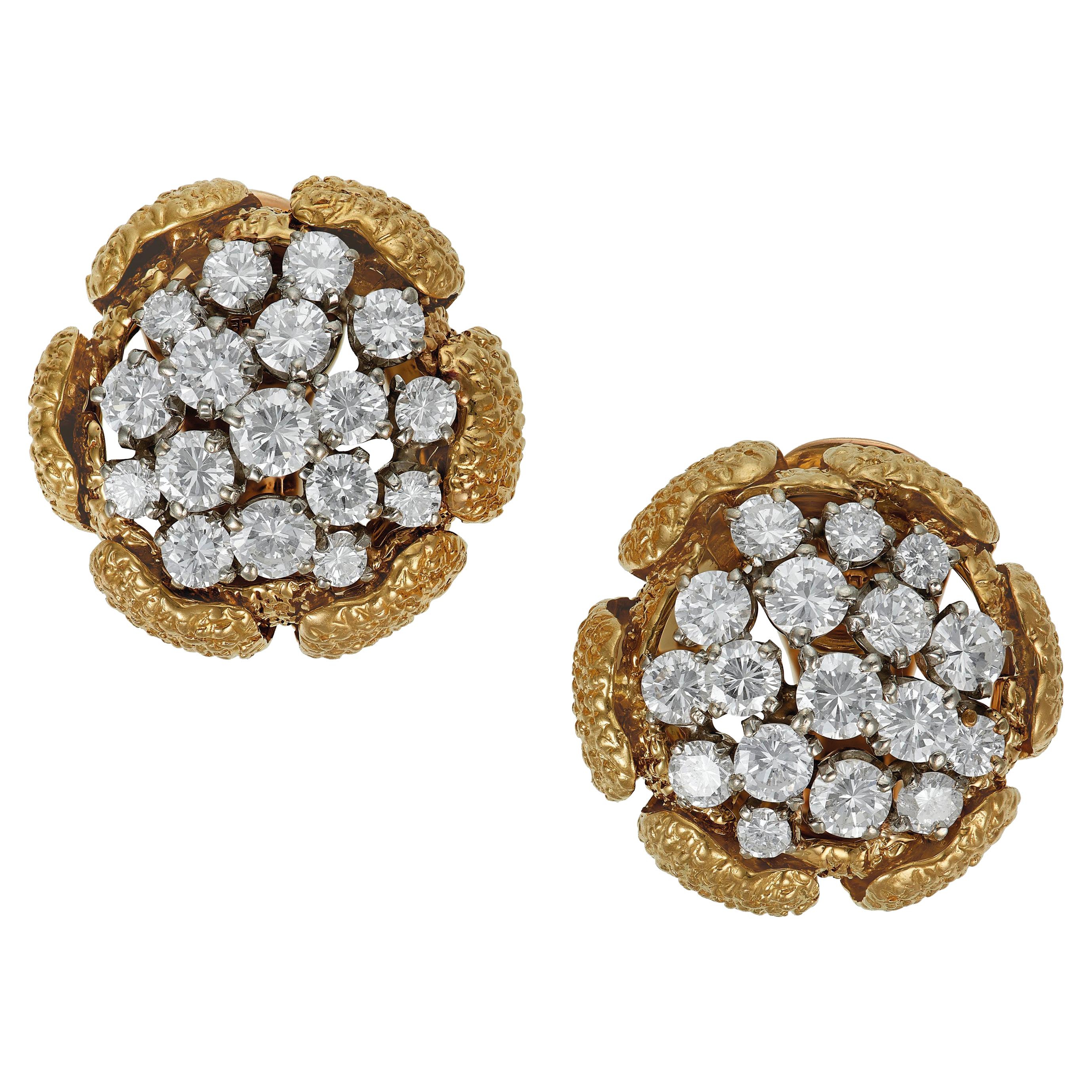 Van Cleef & Arpels Vintage Gold- und Diamant-Ohrringe