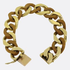 Van Cleef & Arpels Vintage Gold and Wood Link Curb Bracelet