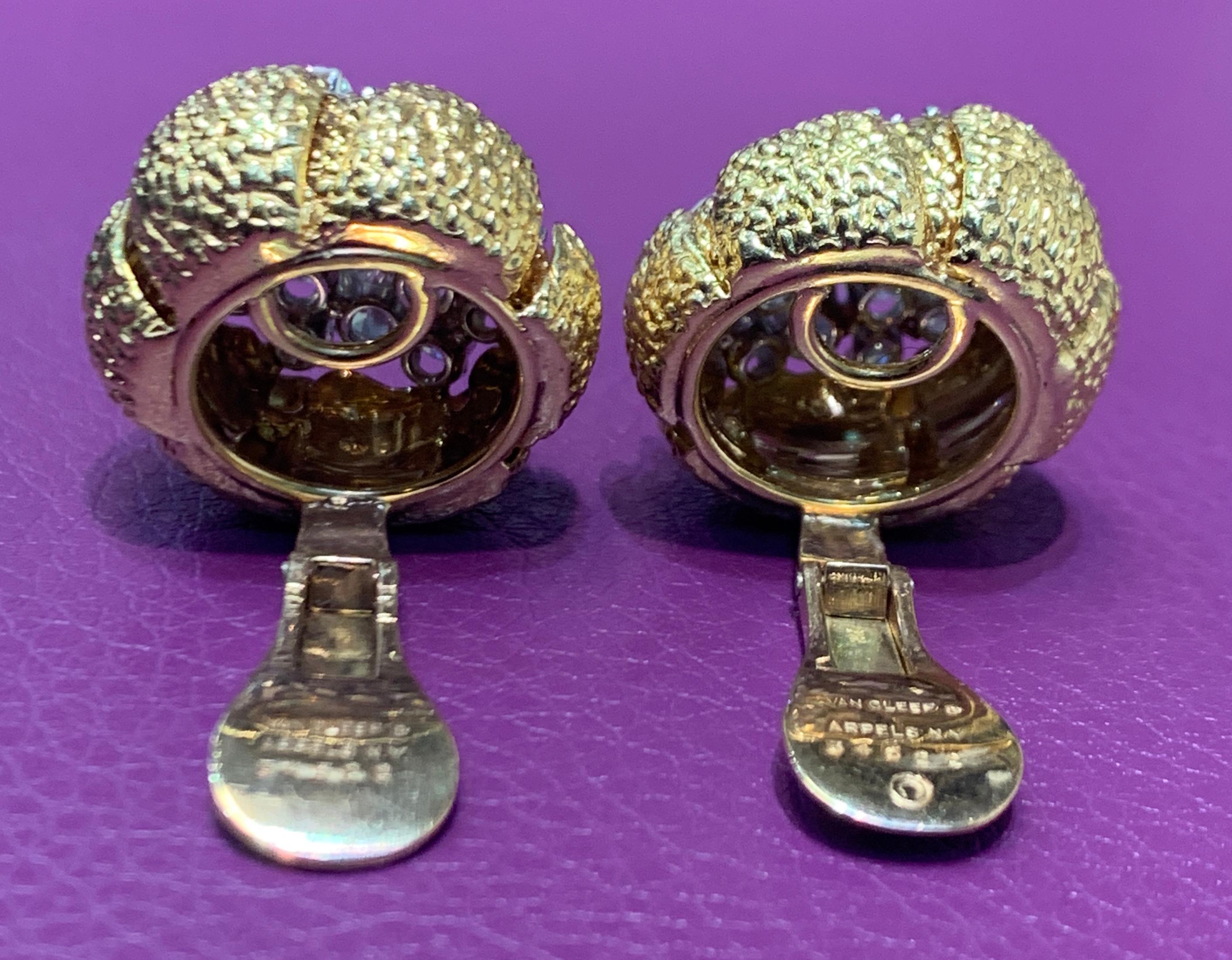 Van Cleef & Arpels Vintage Gold and Diamond Earrings 1