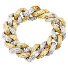Van Cleef & Arpels vintage hammered 18kt. yellow and white gold link bracelet