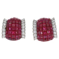 Van Cleef & Arpels Vintage Invisibly Set Ruby Diamond Boule Earclips