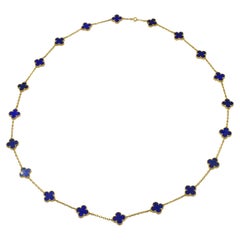 Van Cleef & Arpels Retro "FRENCH" Lapis Lazuli "Alhambra" 20 Motifs Necklace