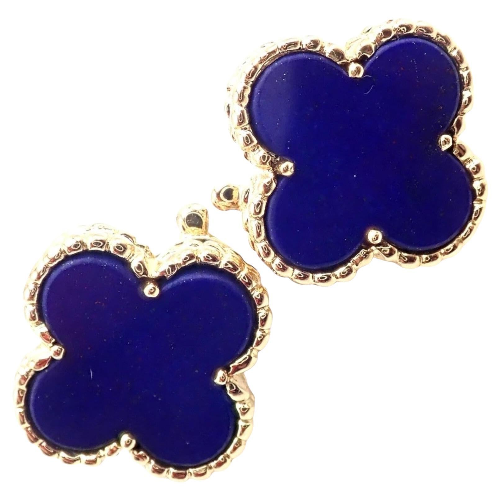 Van Cleef & Arpels Orecchini vintage in Lapislazzuli Alhambra in oro giallo