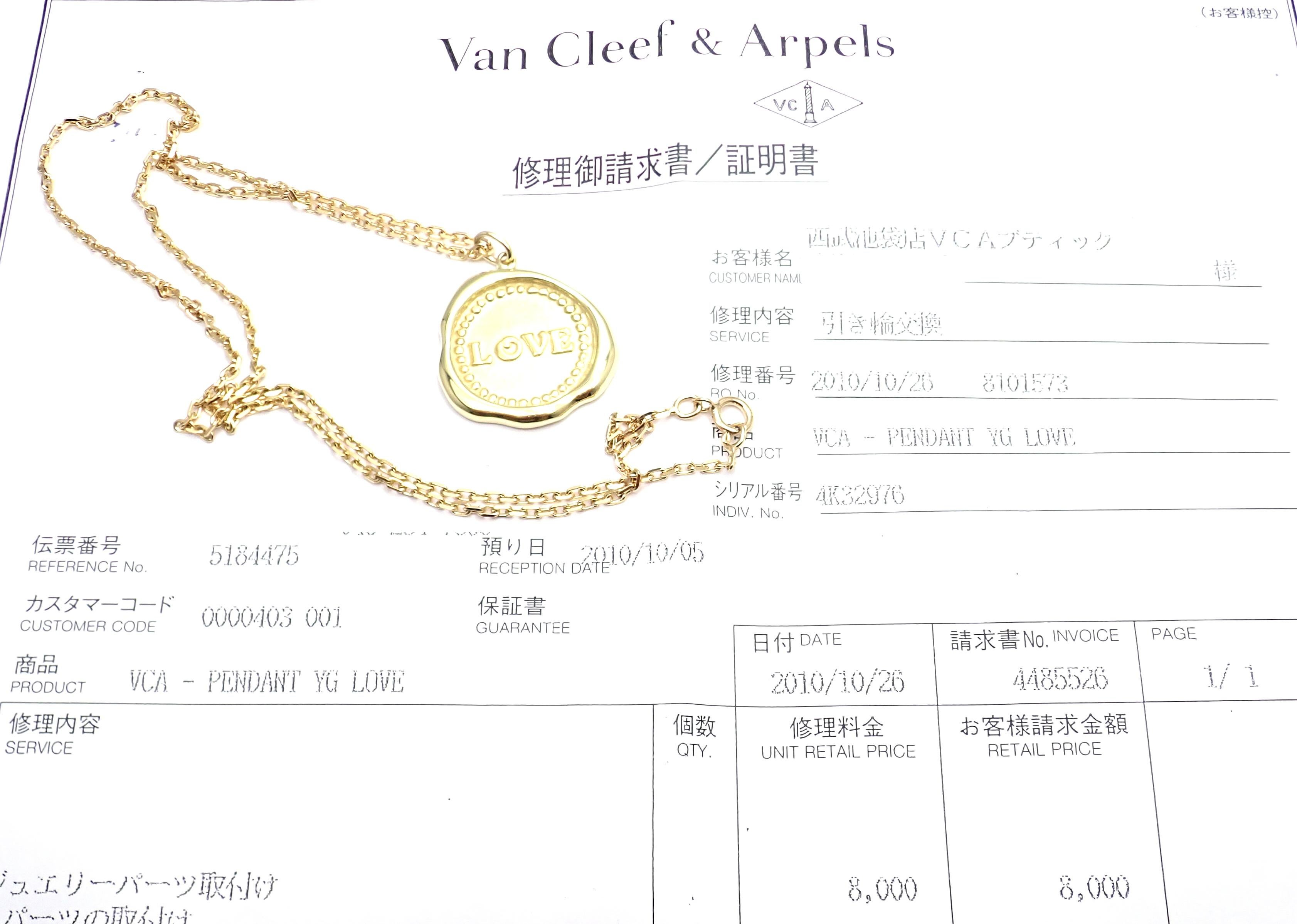 Van Cleef & Arpels Vintage Love Yellow Gold Pendant Necklace 5
