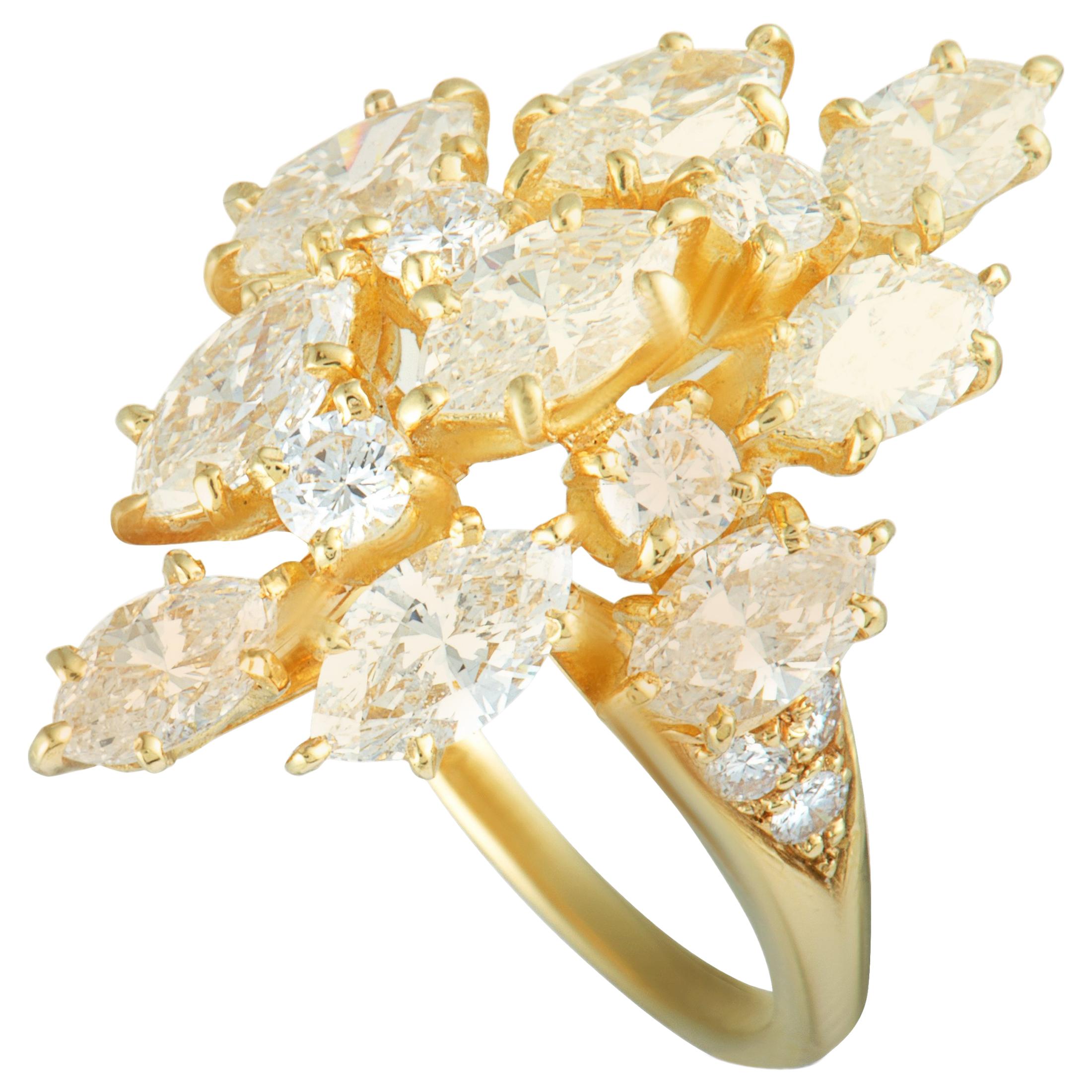 Van Cleef & Arpels Vintage Marquise-Cut Diamond Yellow Gold Cocktail Ring