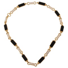 Van Cleef 
Arpels Vintage Onyx Diamond Choker Gold Necklace