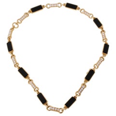 Van Cleef & Arpels Vintage Onyx Diamond Choker Gold Necklace