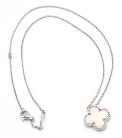 Van Cleef & Arpels Vintage Pink Opal White Gold Pendant Necklace