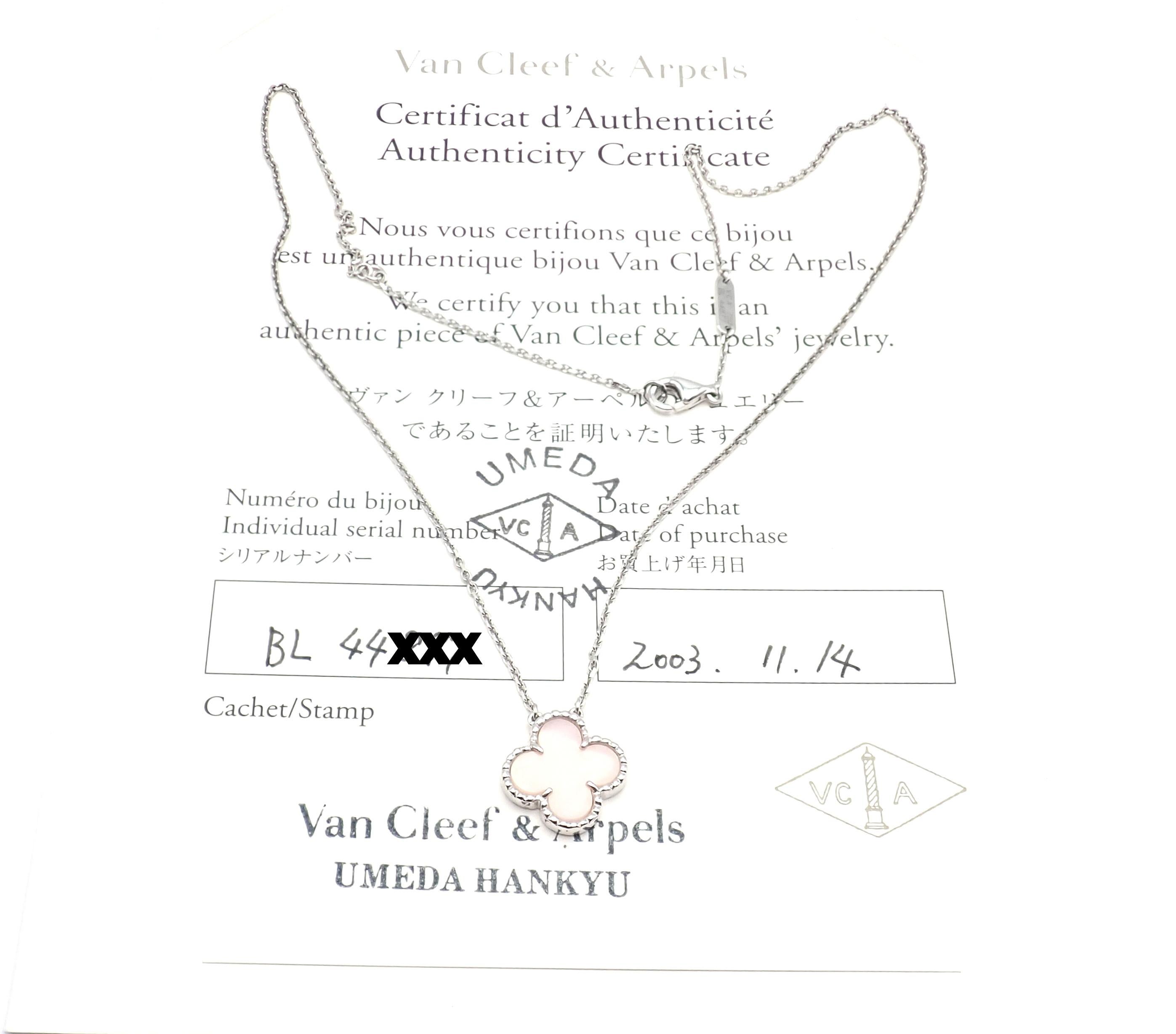 Uncut Van Cleef & Arpels Vintage Pink Opal White Gold Pendant Necklace For Sale