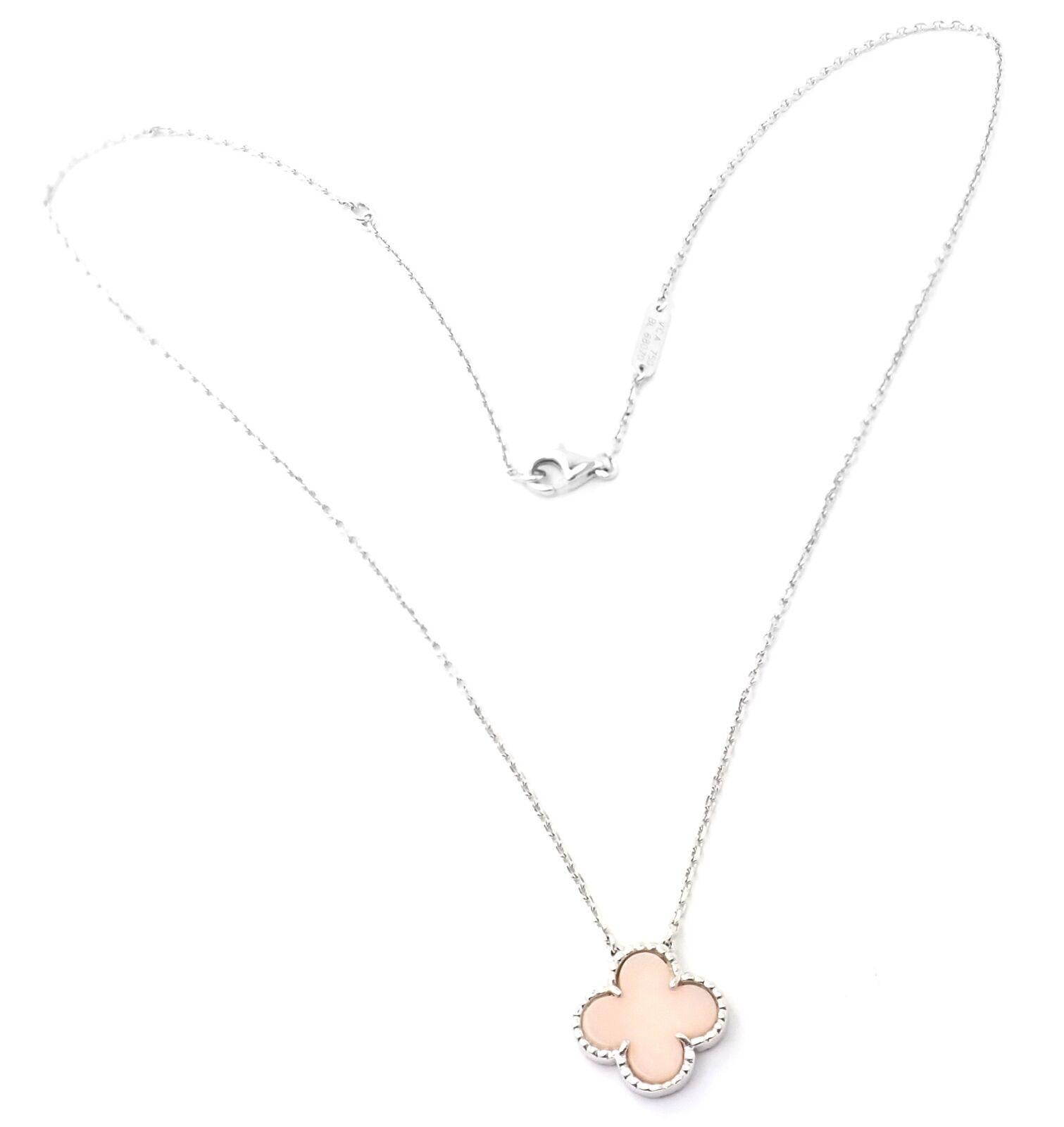 Uncut Van Cleef & Arpels Vintage Pink Opal White Gold Pendant Necklace