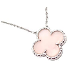 Van Cleef & Arpels Vintage Pink Opal White Gold Pendant Necklace