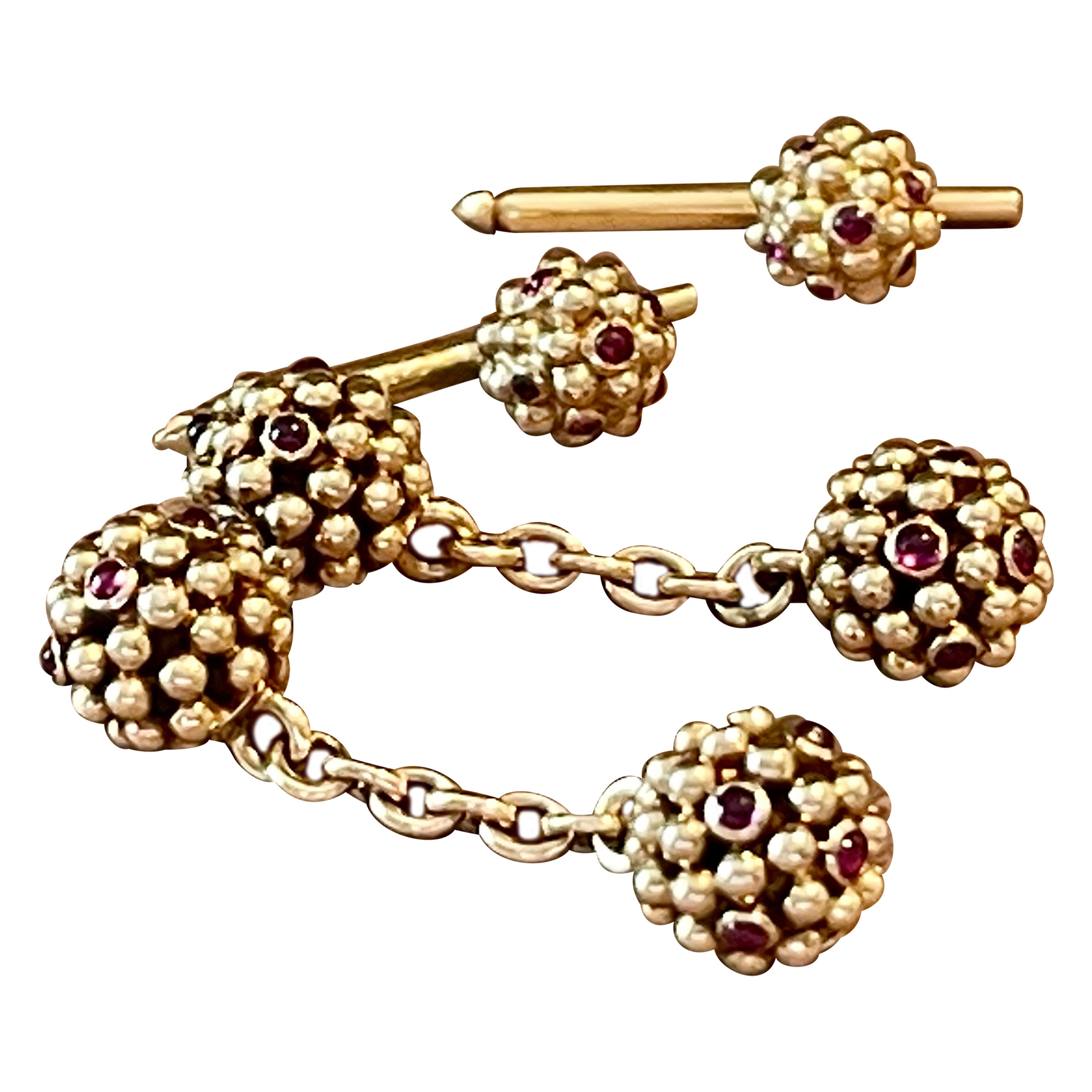 Van Cleef & Arpels Vintage Retro Ruby 14 K Yellow Gold  Cufflinks stud set