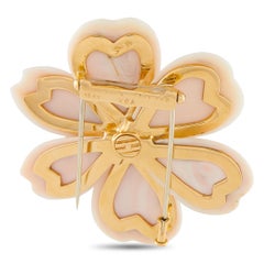 Van Cleef & Arpels Vintage Rose de Nol 18K Gold 1.54ct Diamond and Coral Brooch