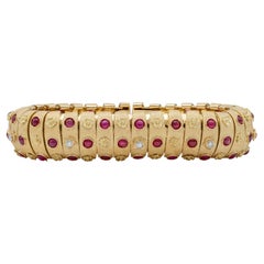 Van Cleef & Arpels Vintage Ruby and Diamond Yellow Gold Bracelet