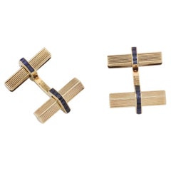 Van Cleef & Arpels Vintage Sapphire 18K Gold Square Bar Cufflinks