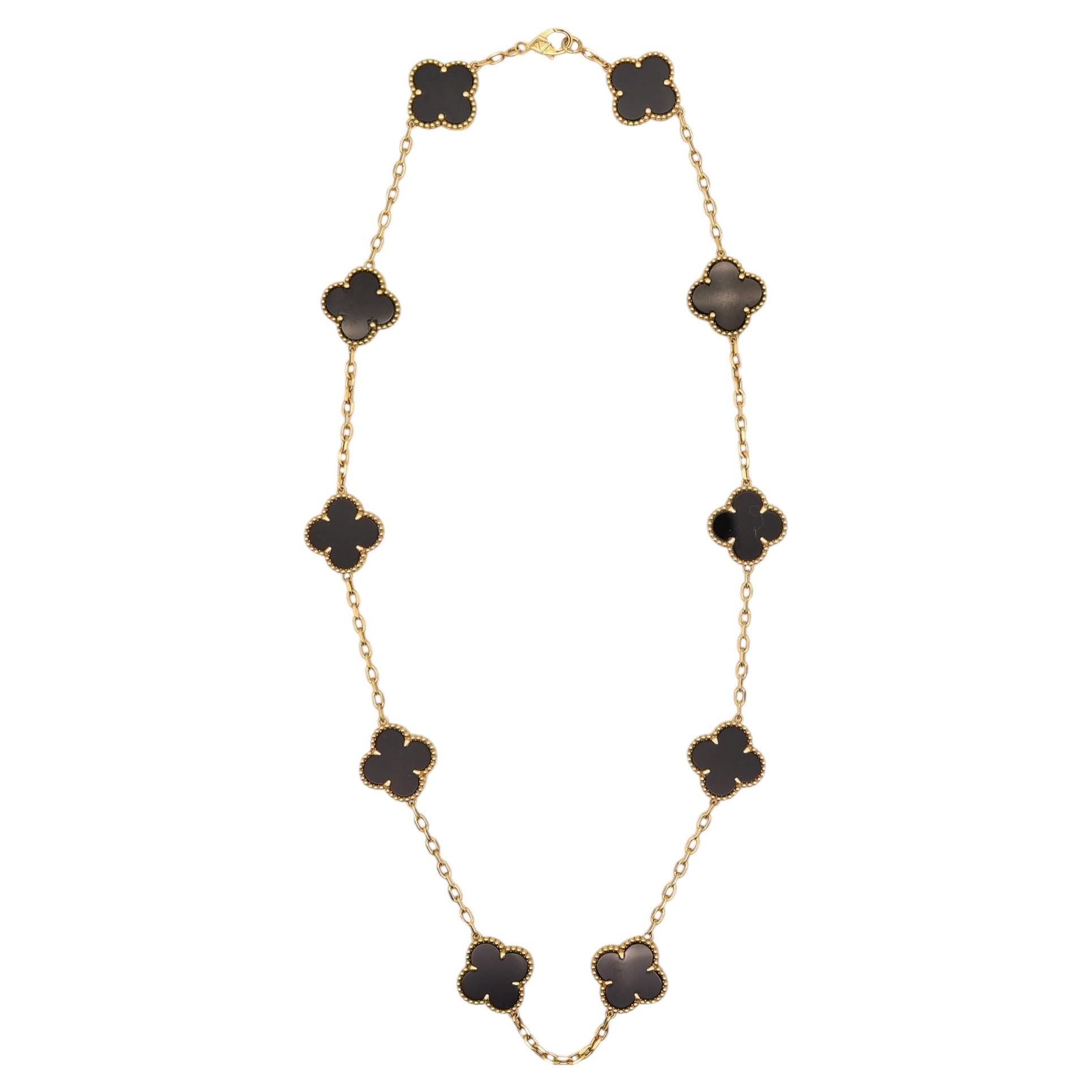 Collana Alhambra Vintage a dieci motivi di VAN CLEEF & ARPELS in oro giallo 18 carati e in vendita