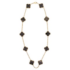 VAN CLEEF & ARPELS Vintage Ten-Motifs Alhambra Necklace In 18Kt Yellow Gold &