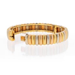 Van Cleef & Arpels Bracciale scanalato tricolore vintage in oro 18 carati
