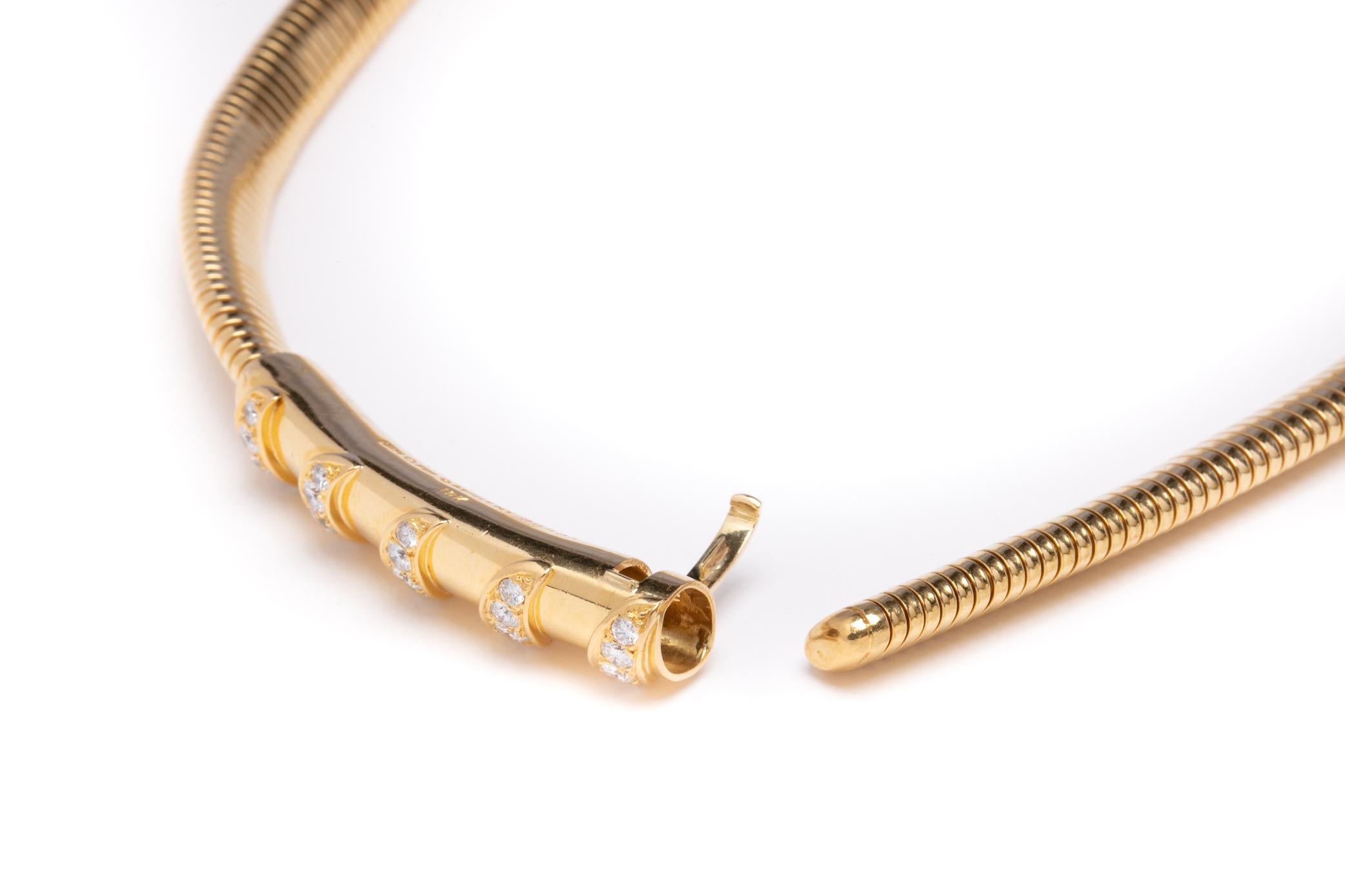 Women's Van Cleef & Arpels Vintage Tubogas Necklace with Diamond Slider