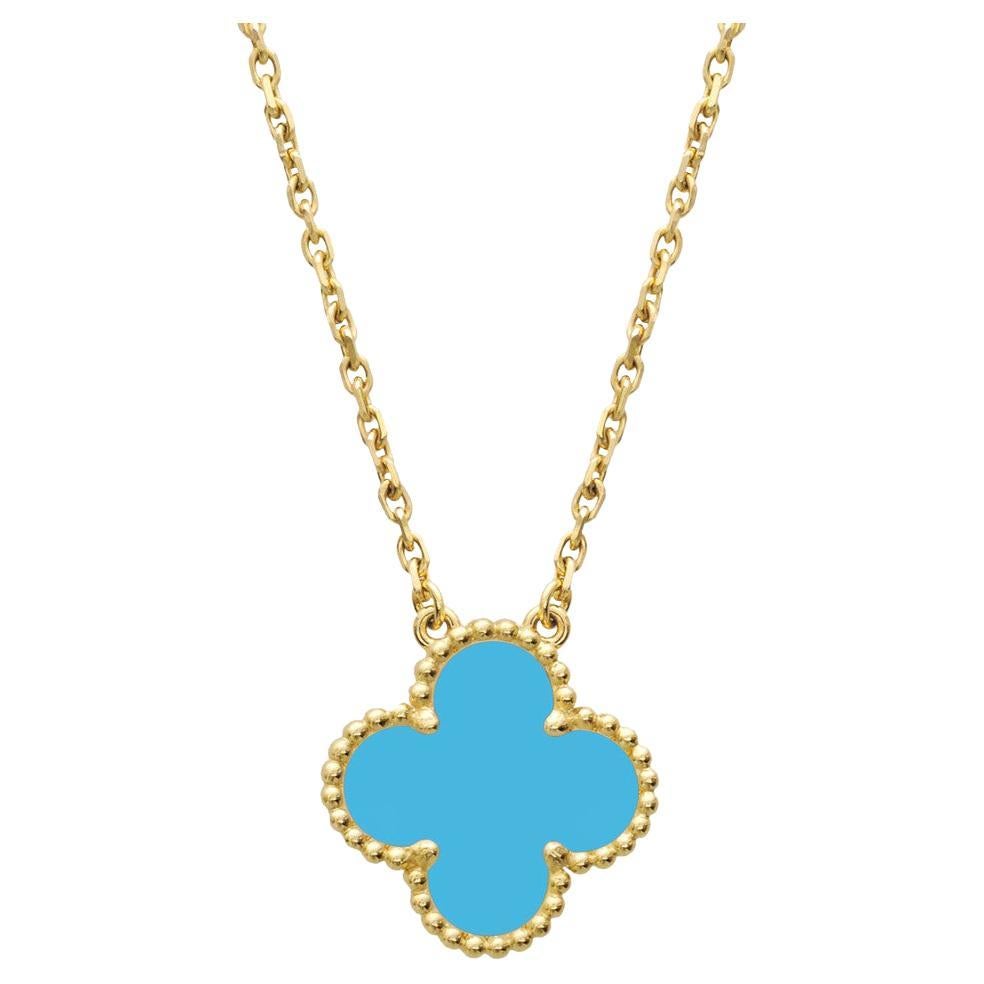 Van Cleef & Arpels Vintage Turquoise Alhambra Pendant Necklace