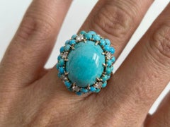Van Cleef & Arpels Vintage Turquoise Diamond 18 Karat Yellow Gold Ring