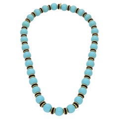 Van Cleef & Arpels, collier vintage en turquoise, onyx et or jaune 18 carats, ca 1965