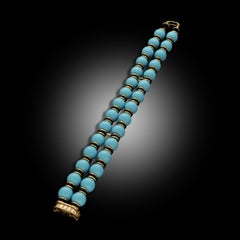 Van Cleef & Arpels Bracelet vintage en turquoise, onyx, diamant et or Circa Vintage 1965