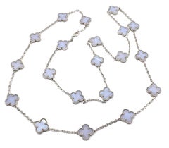 Van Cleef & Arpels Vintage Twenty Motif Alhambra Chalcedony White Gold Necklace