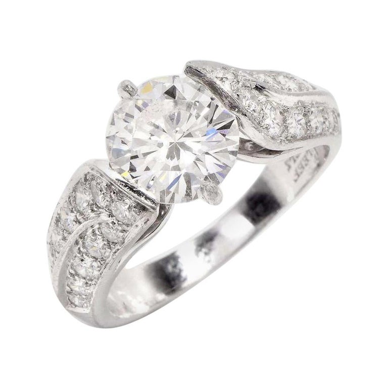 Van Cleef and Arpels Vintage VCA 3.12 Carat Diamond Platinum Engagement Ring  at 1stDibs | van cleef ring price, vca engagement ring, vca platinum
