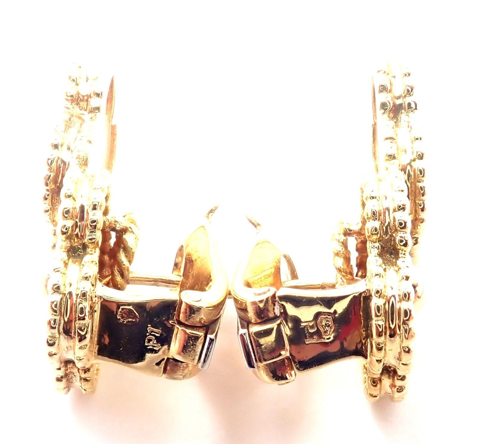 Van Cleef & Arpels Vintage Yellow Gold Mother of Pearl Double Alhambra Earrings 4
