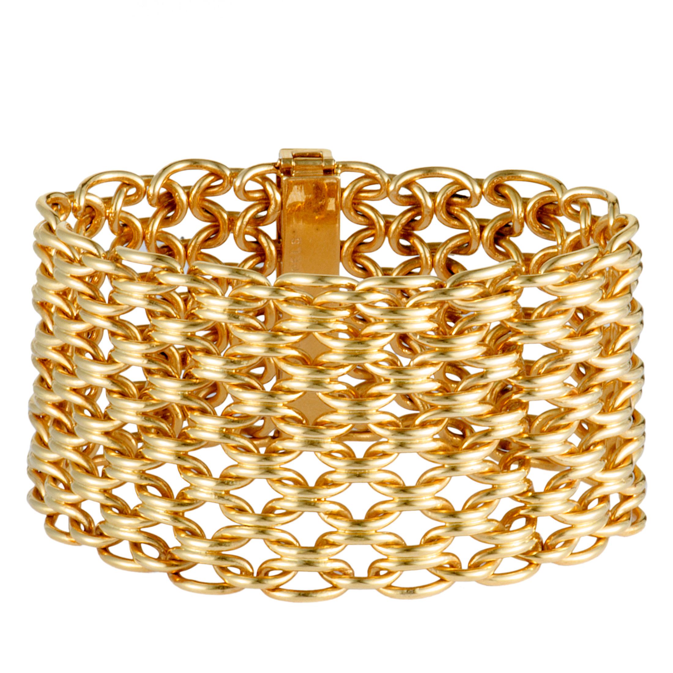 Van Cleef & Arpels Vintage Yellow Gold Wide Mesh Bracelet