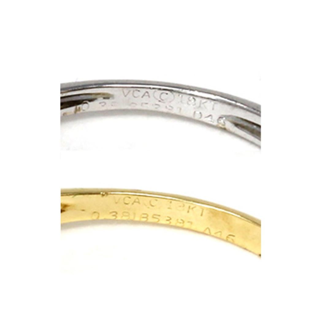 Modern Van Cleef & Arpels White and Yellow 18 Karat Gold Diamond Wave Band Rings For Sale