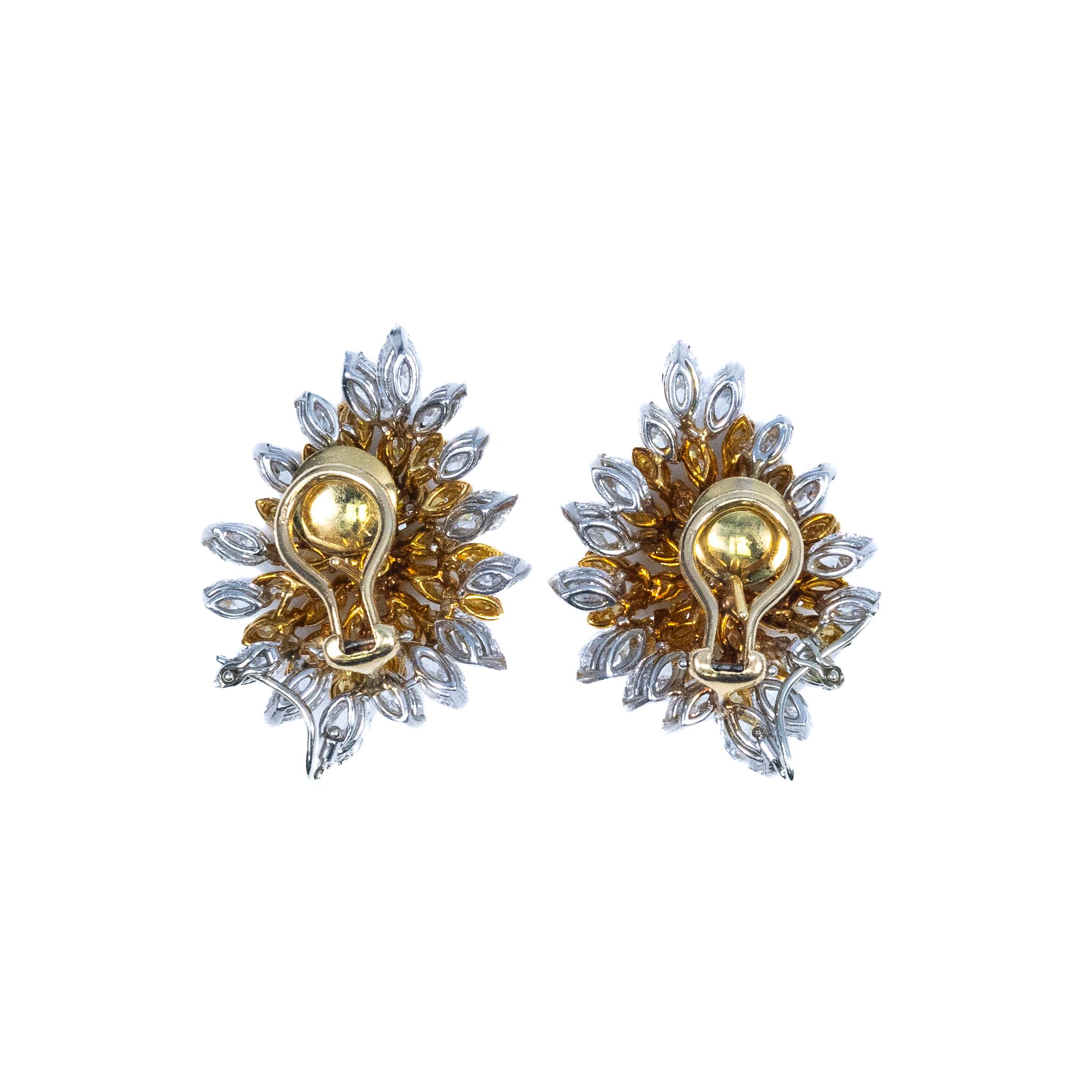Modern Van Cleef & Arpels White and Yellow Diamond Earrings