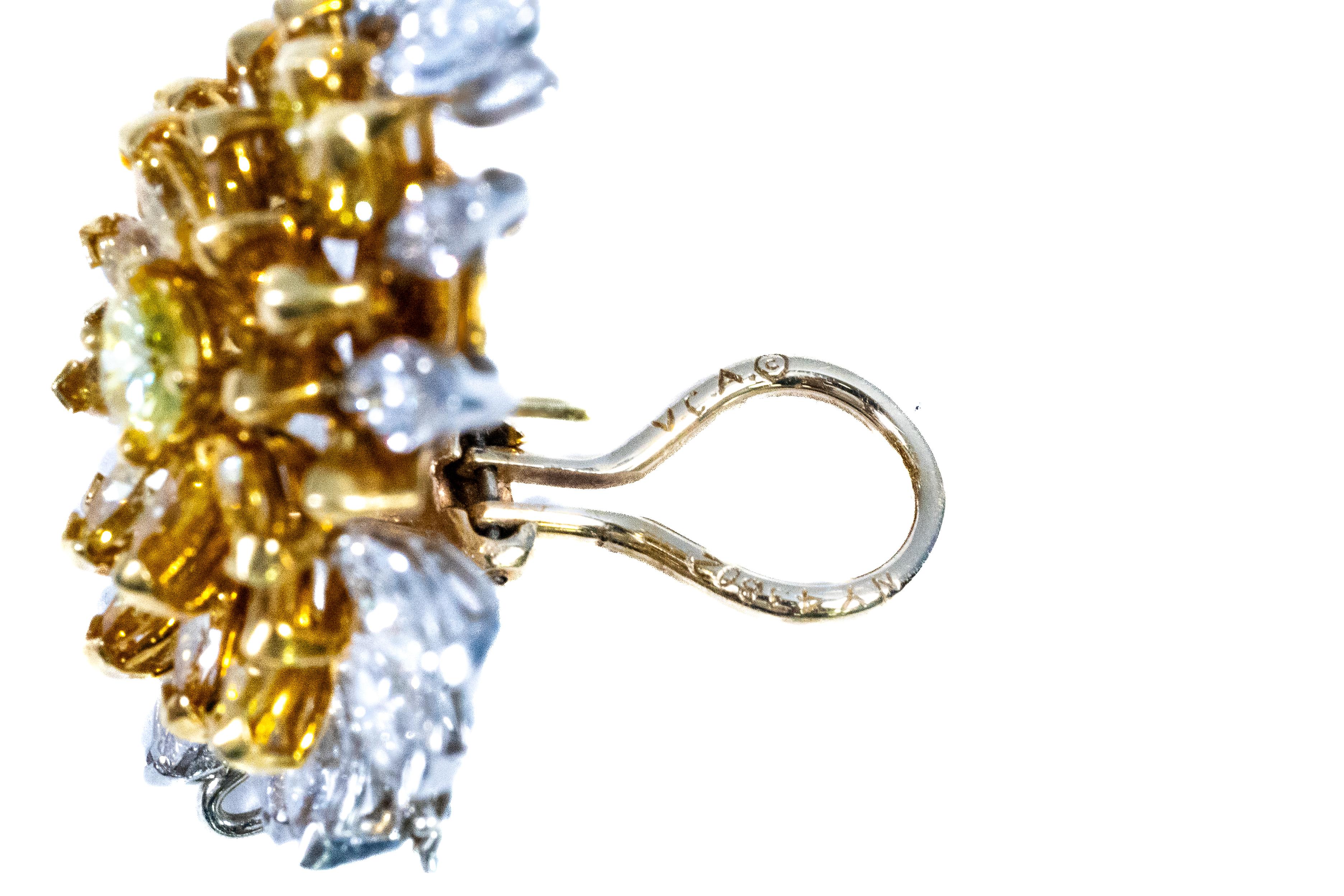 Marquise Cut Van Cleef & Arpels White and Yellow Diamond Earrings