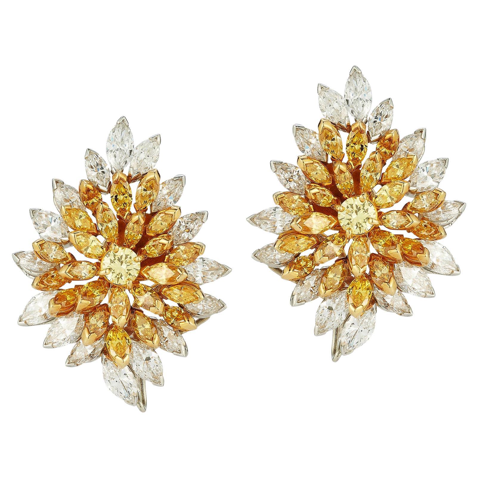 Van Cleef & Arpels White and Yellow Diamond Earrings