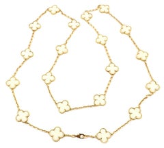 Van Cleef & Arpels Weiß Korallen Gold 20 Motiv Vintage Alhambra Halskette