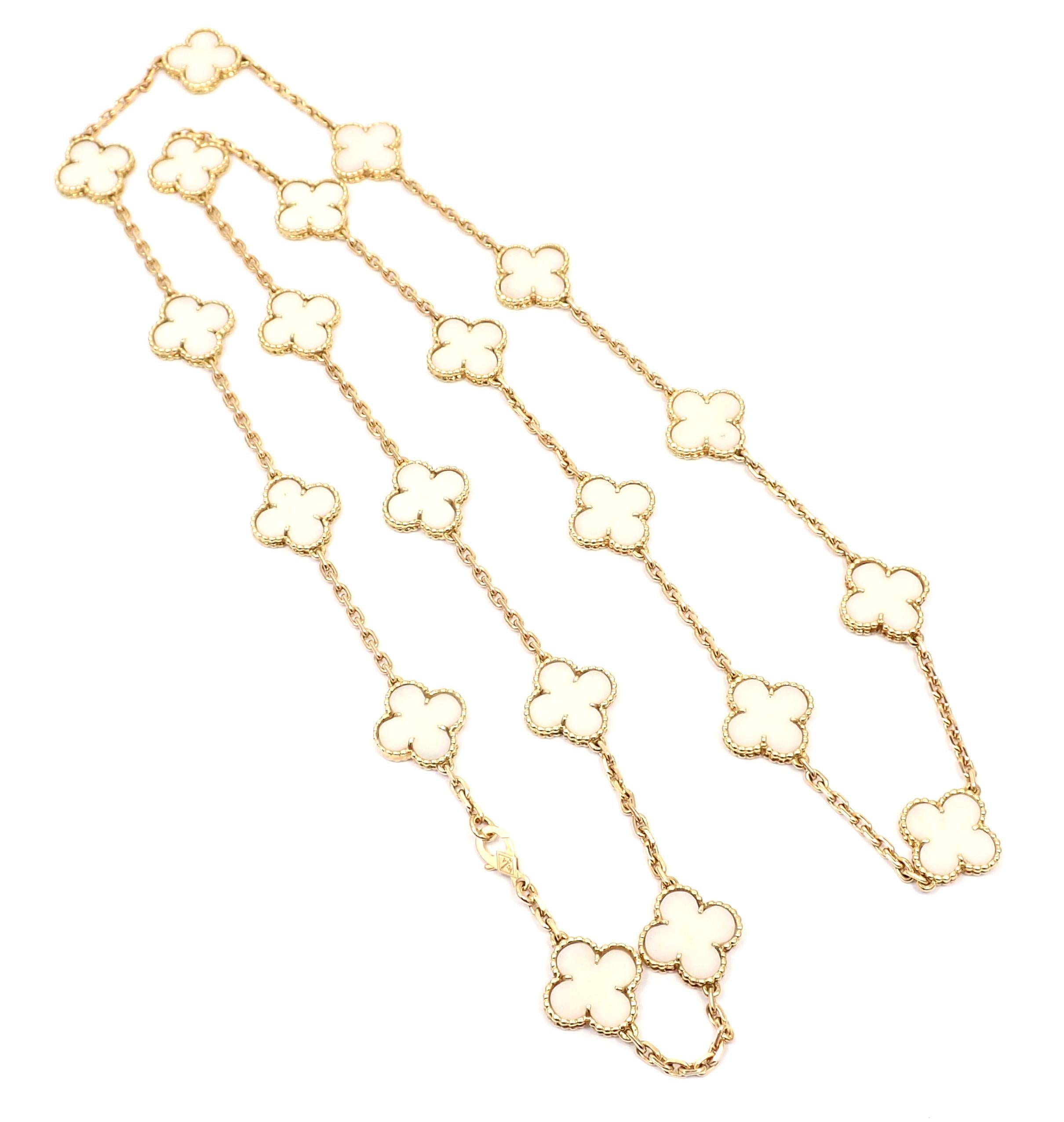 Van Cleef & Arpels White Coral Gold 20 Motif Vintage Alhambra Necklace In Excellent Condition In Holland, PA