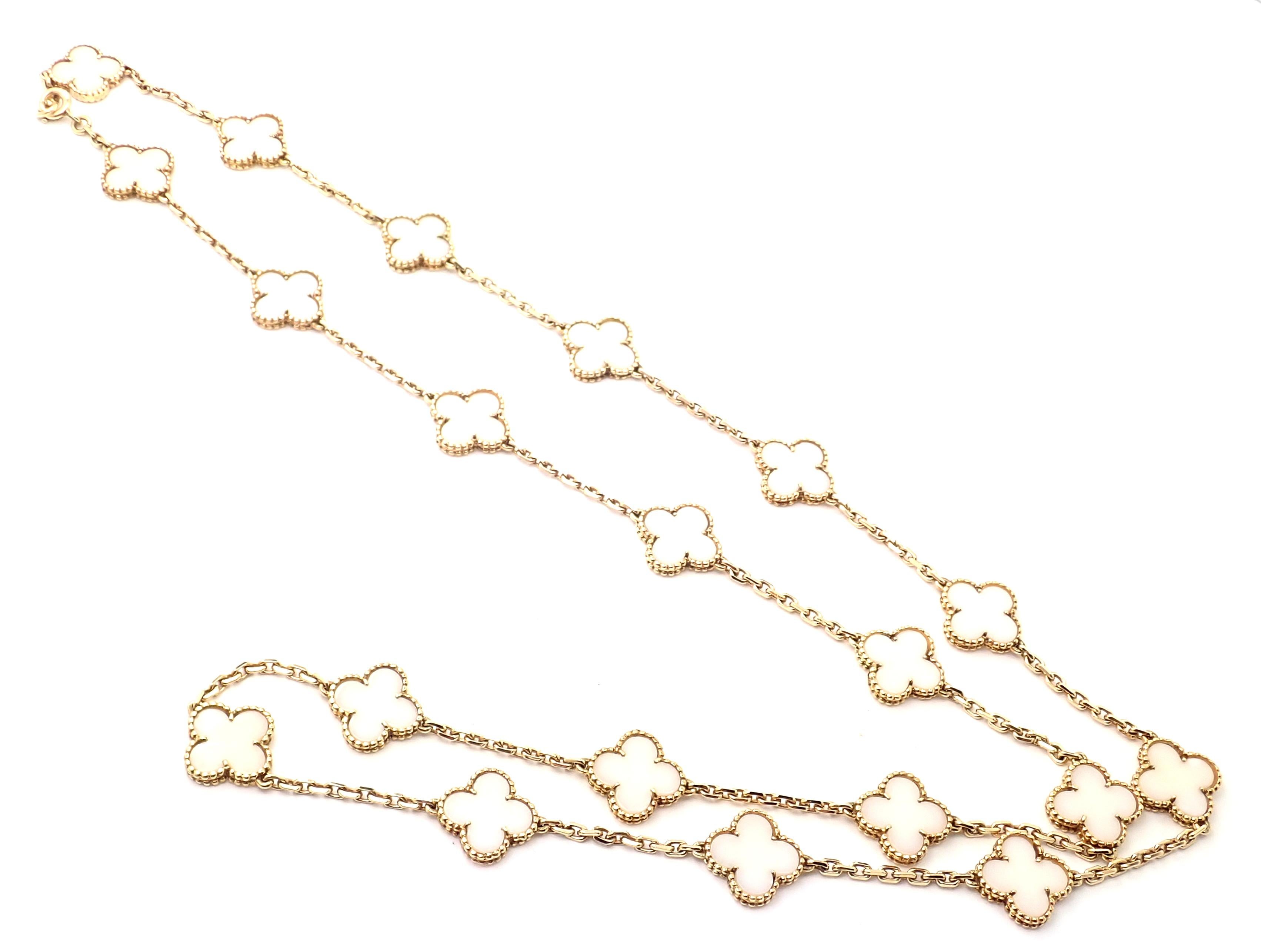 Van Cleef & Arpels White Coral Gold 20 Motif Vintage Alhambra Necklace In Excellent Condition In Holland, PA