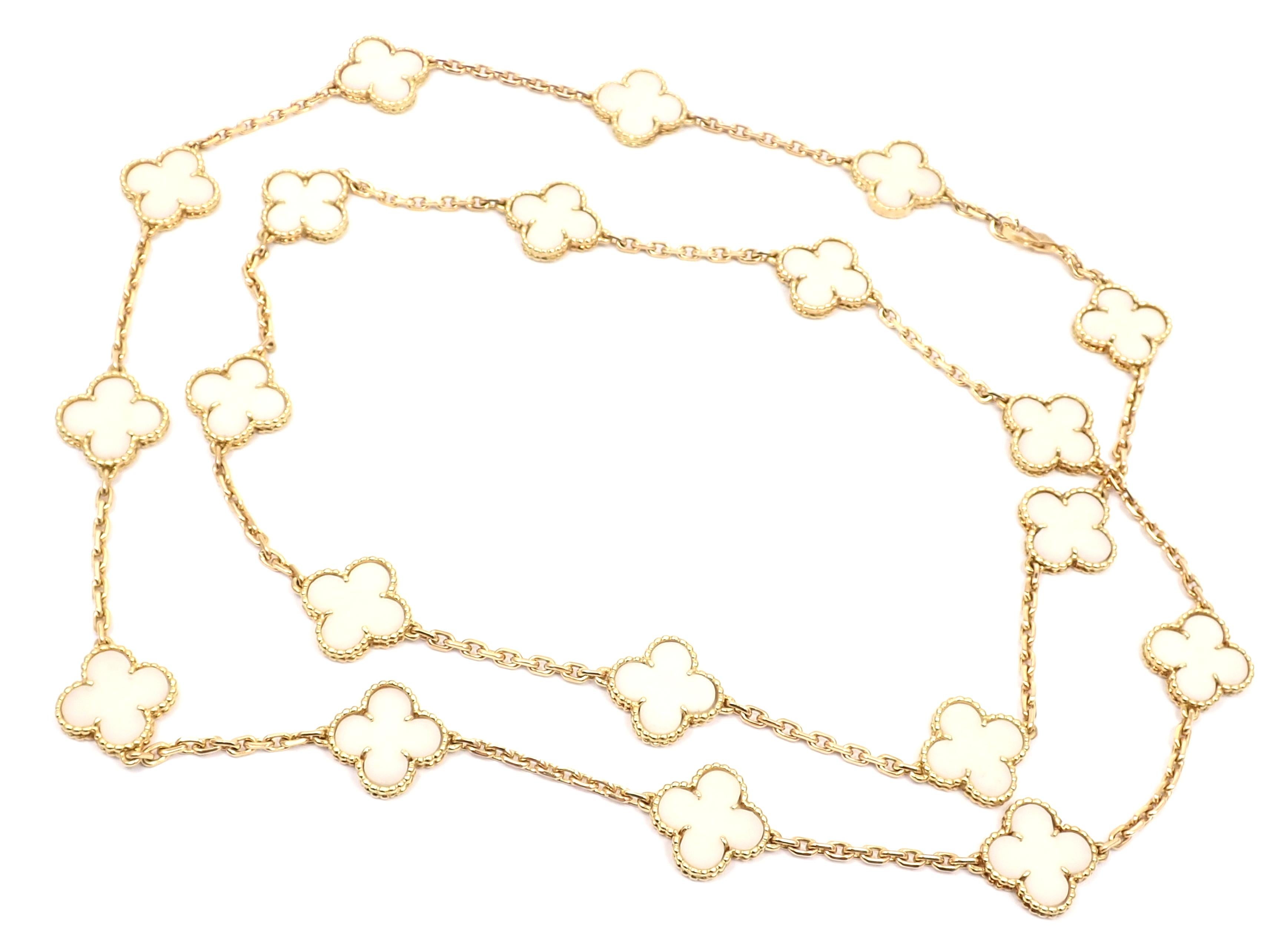 Van Cleef & Arpels White Coral Gold 20 Motif Vintage Alhambra Necklace 2