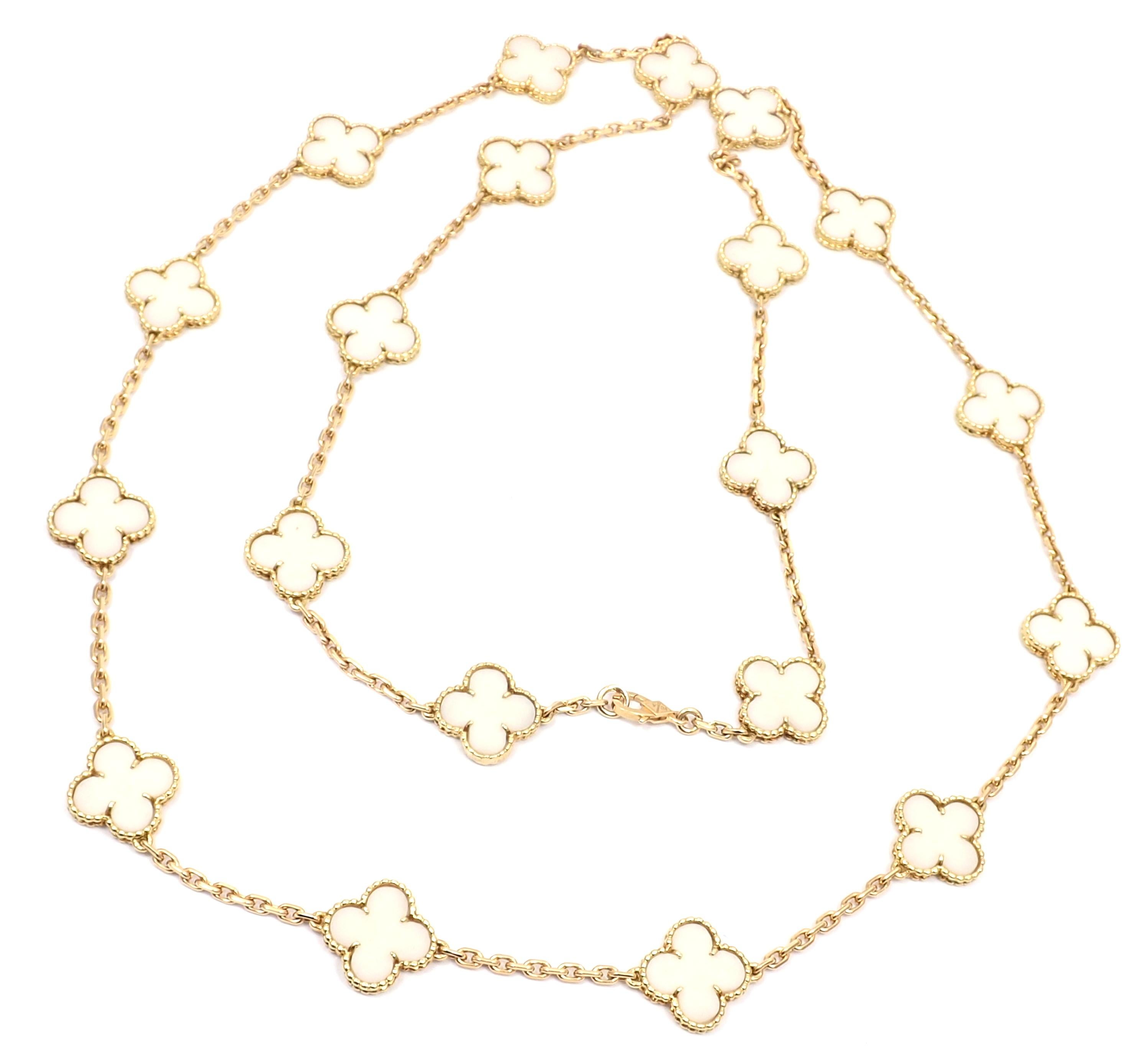 Van Cleef & Arpels White Coral Gold 20 Motif Vintage Alhambra Necklace 3