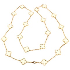 Van Cleef & Arpels White Coral Gold 20 Motif Vintage Alhambra Necklace