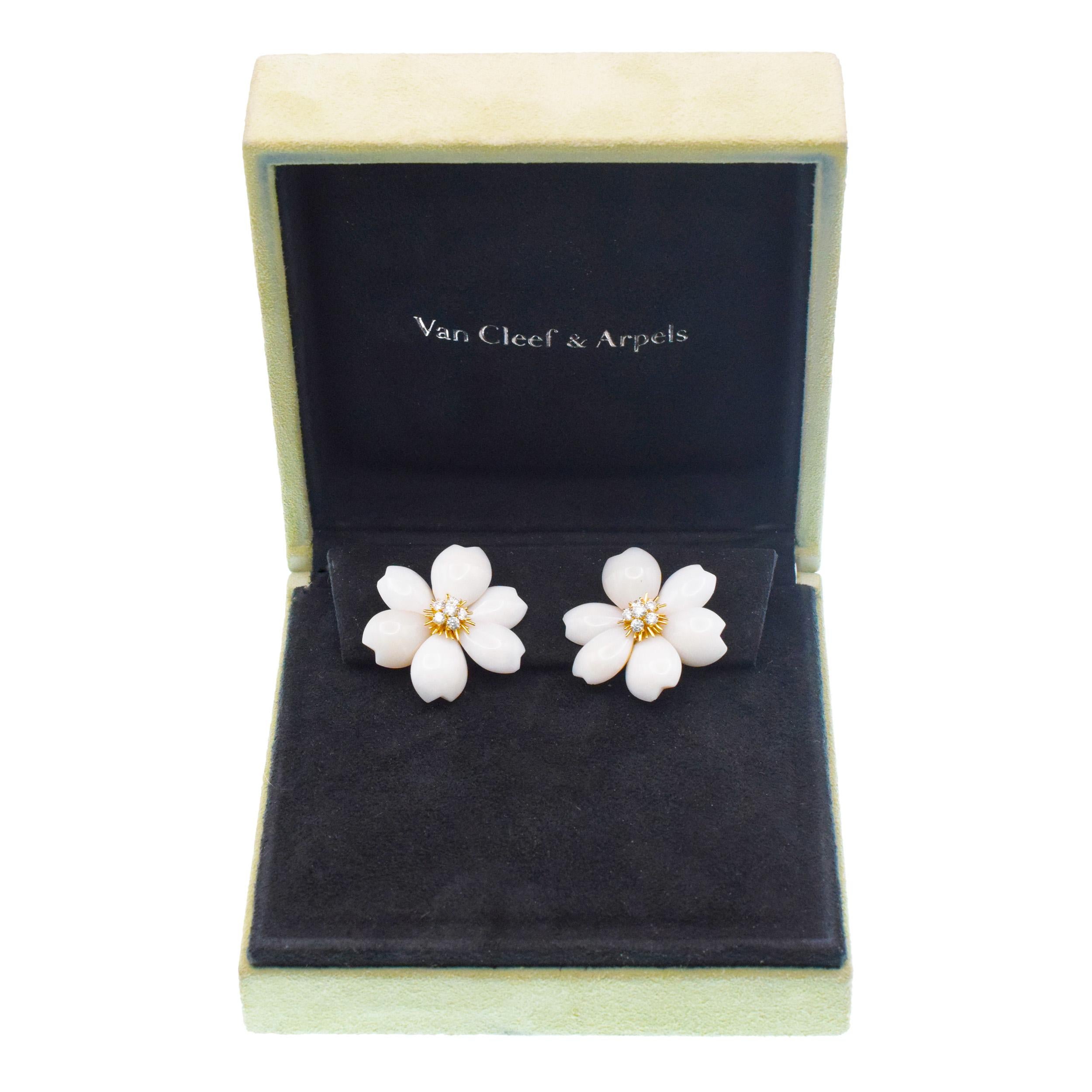 Artist Van Cleef & Arpels White Coral 'Rose de Noel' Ear Clip For Sale