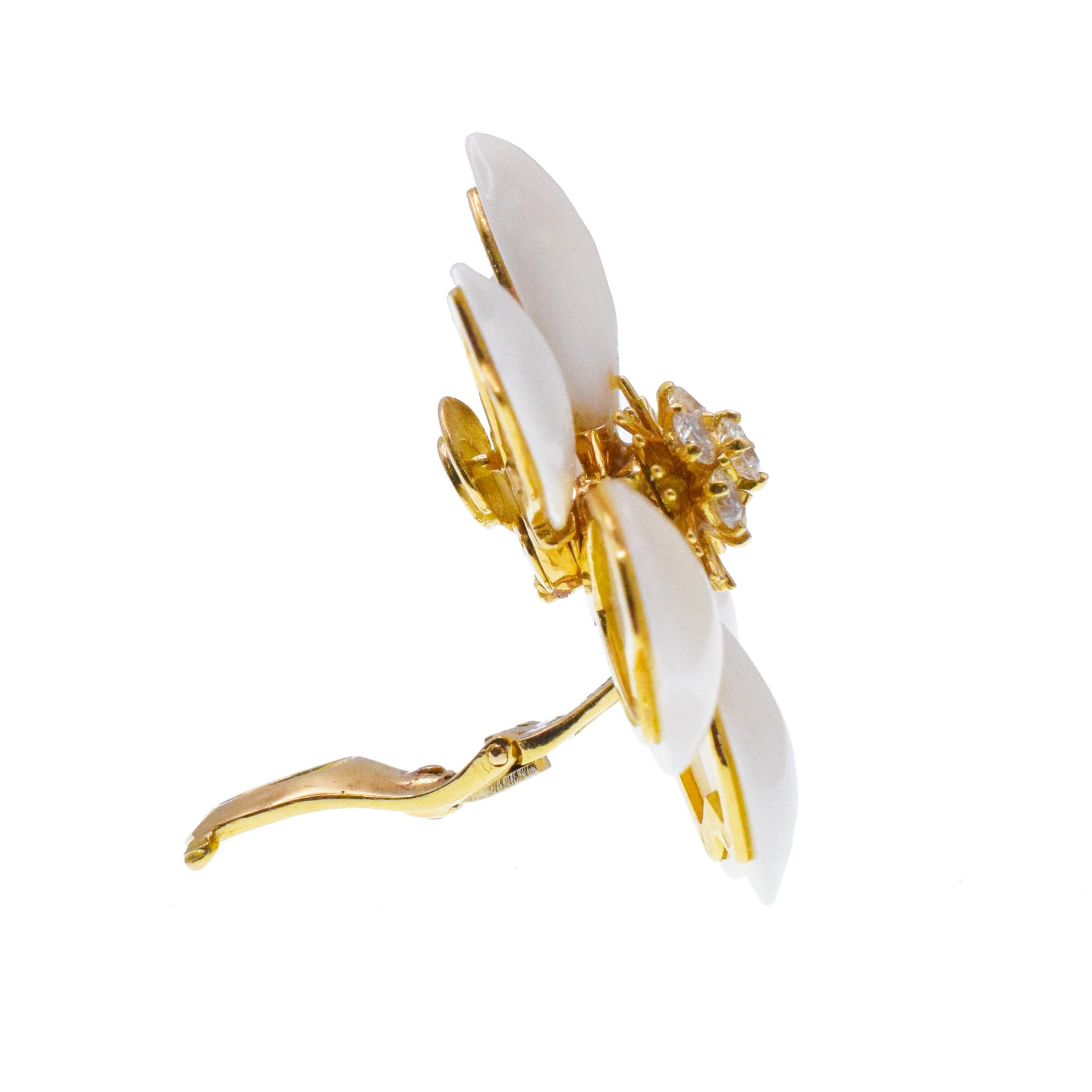 Van Cleef & Arpels White Coral 'Rose de Noel' Ear Clip For Sale 3