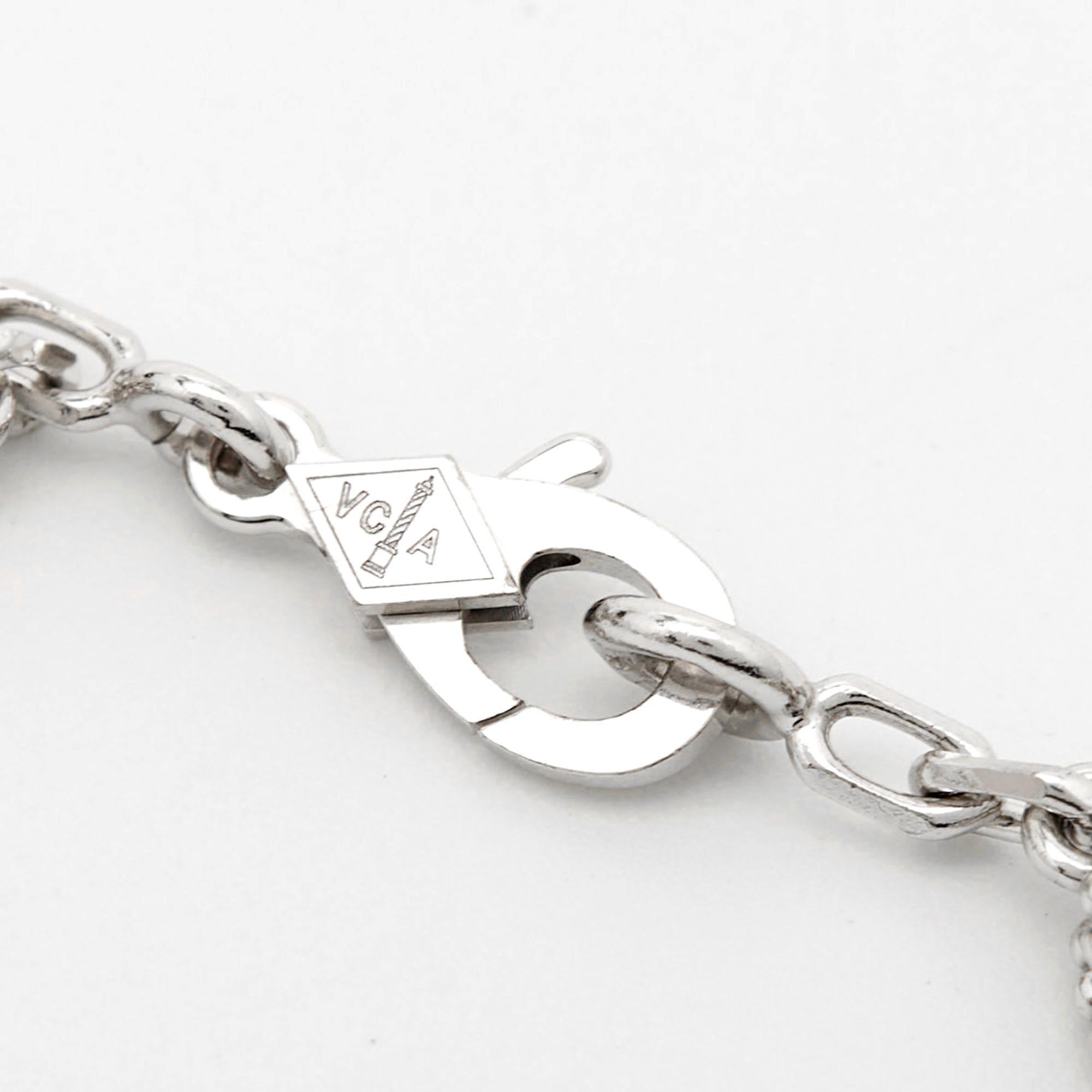 Women's Van Cleef & Arpels White Gold 5 Motif Station Bracelet  For Sale