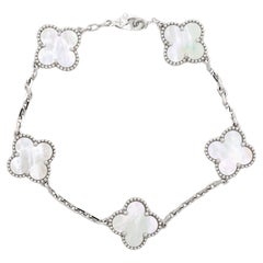 Van Cleef & Arpels White Gold 5 Motif Station Bracelet
