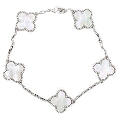 Van Cleef & Arpels White Gold 5 Motif Station Bracelet 