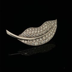 Van Cleef & Arpels White Gold and Diamond Leaf Brooch