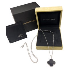 Van Cleef & Arpels White Gold Black Onyx Magic Alhambra Long Necklace