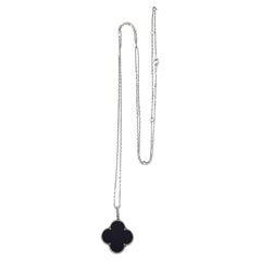 Van Cleef & Arpels White Gold Black Onyx Magic Alhambra Long Necklace