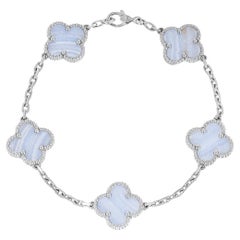 Van Cleef & Arpels White Gold Chalcedony Vintage Alhambra Bracelet VCARD34700